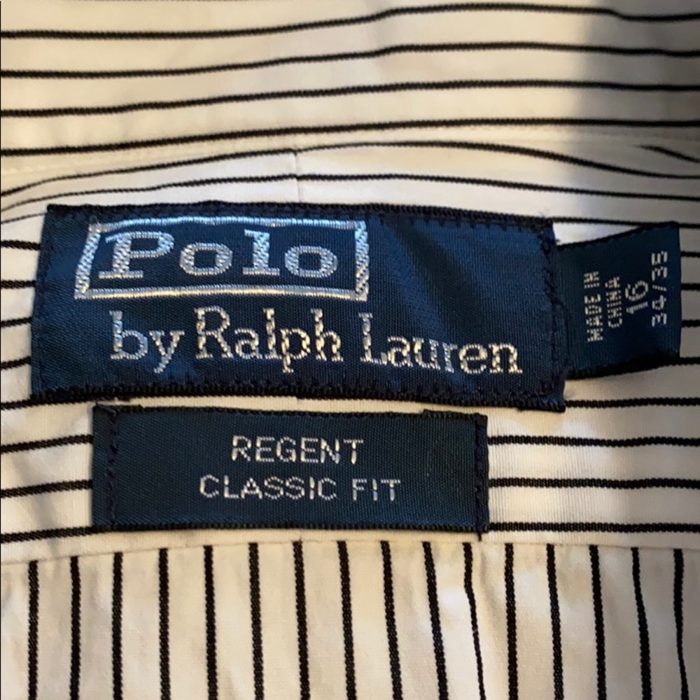 Ralph Lauren White with Blue Stripe Dress Shirt - Picture 2 of 3